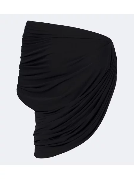 Top Balenciaga din jerseu drapat cu un umăr gol negru