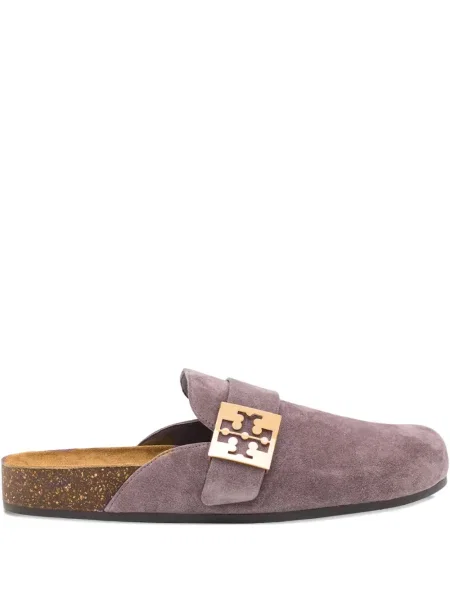 Papuci tip mules Tory Burch din piele de căprioară violet