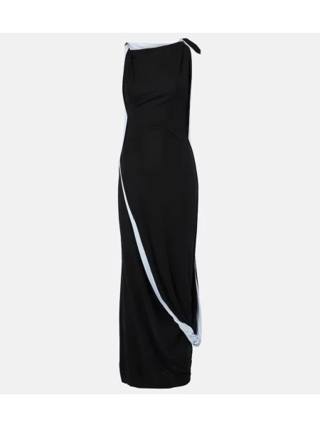 Rochie midi Victoria Beckham din jerseu drapată până la genunchi negru