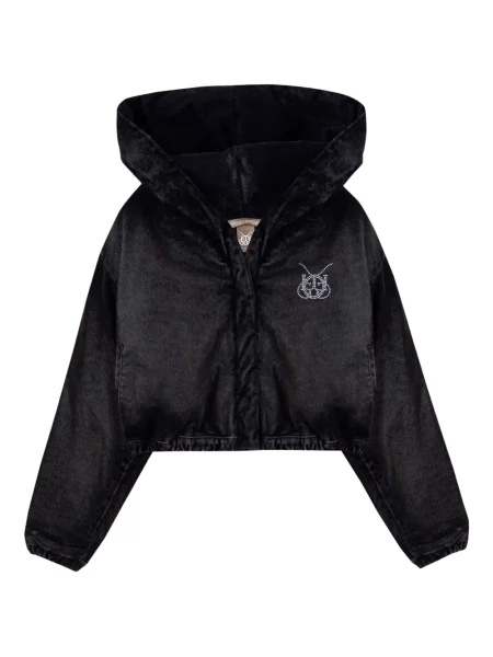 Cropp geacă Undergold de catifea negru