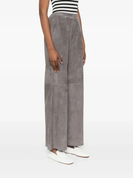 Pantaloni Forte_forte din piele de căprioară gri