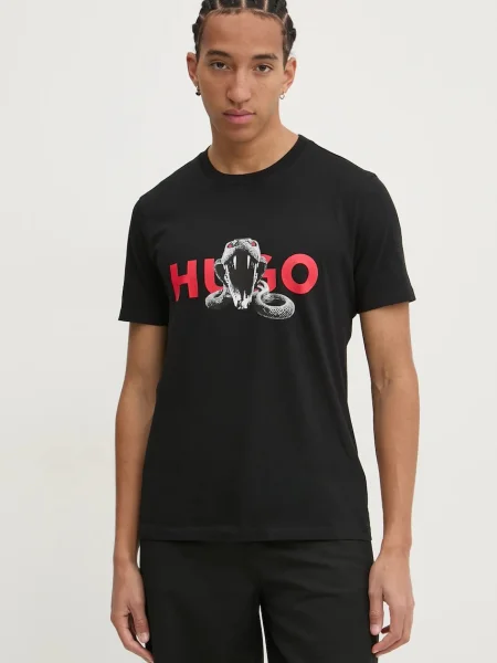 HUGO t-shirt gładki czarny