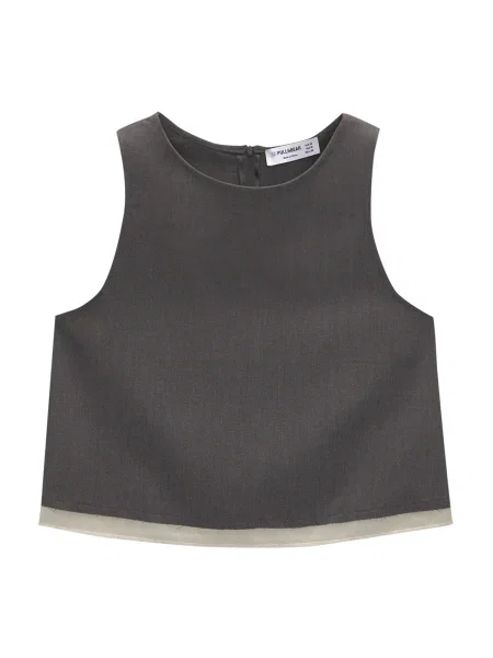 Pull&Bear Top temno siva / naravno bela
