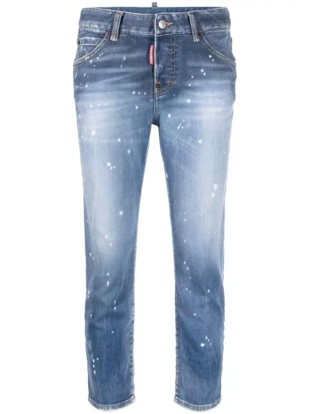 Skinny jeansy skinny Dsquared2 o krotszym kroju niebieskie