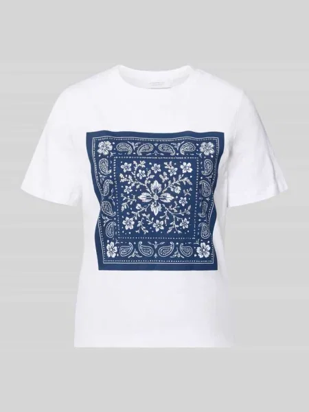 T-shirt z nadrukiem z motywem i obszyciem ozdobnymi kamieniami Rich & Royal biała