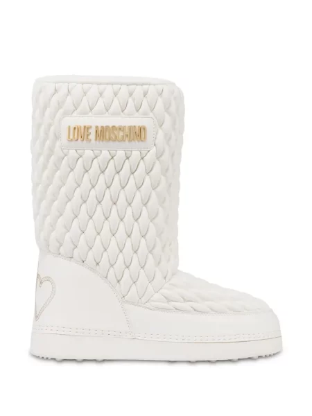 Matlasat botine Love Moschino cu autograf alb