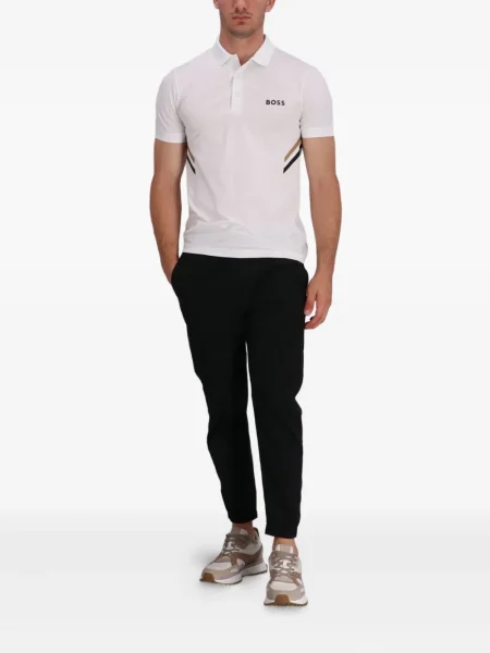 Tricou polo Boss cu dungi alb