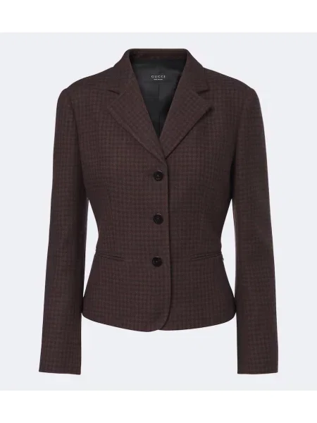 Sacou Gucci de lână cu model pepito maro
