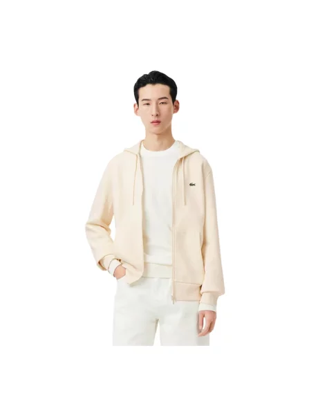 Bluza rozpinana o kroju regular fit z mieszanki bawełny Lacoste biała