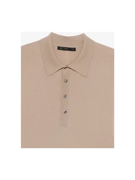 Koszulka polo Low Brand wełniana beżowa