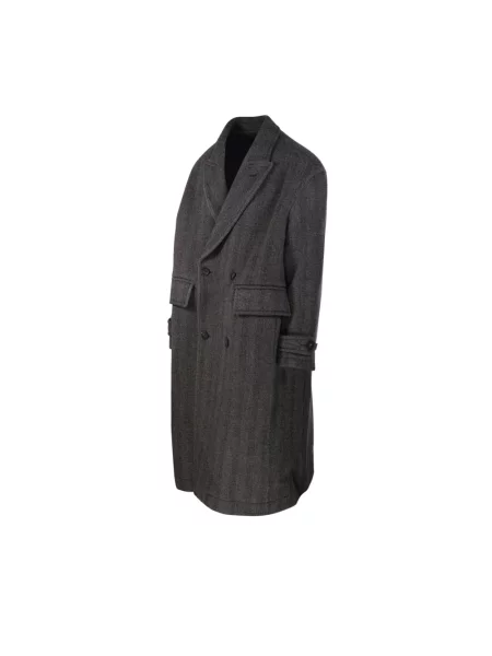 Płaszcz Coor wełniany w jodełkę elegancki brązowy