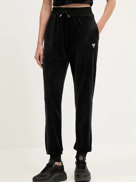 Velur spodnji del trenirke Guess COUTURE črna