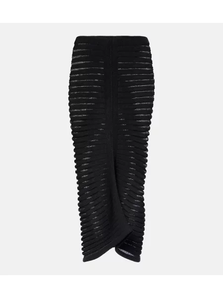 Fustă midi Alaïa tricotate până la genunchi negru