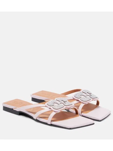 Sandale Ganni din piele roz
