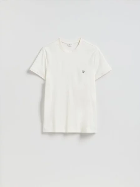 Reserved tričko slim fit krémová