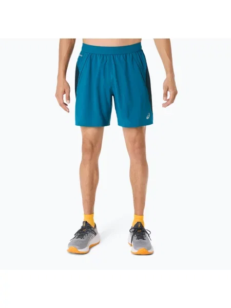 Шорти для бігу ASICS Road tranquil teal/dark teal/yamabuki бірюзовий