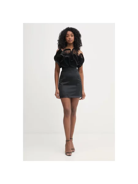 Sukienka mini Elisabetta Franchi z falbankami czarna