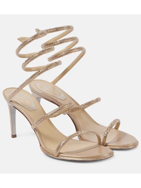 Sandale Rene Caovilla din satin bej