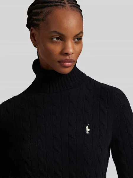 Sweter z dzianiny z wyhaftowanym logo Polo Ralph Lauren czarny