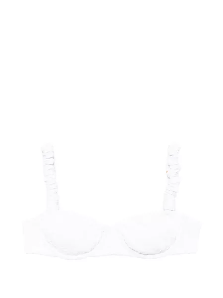 Haftowany bikini Farm Rio w kwiatki biały