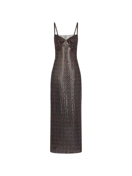 Lung rochie Rabanne cu imagine plasă negru
