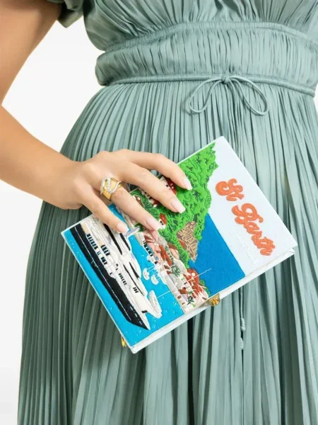 Kabelka Olympia Le-tan s aplikacemi modrý