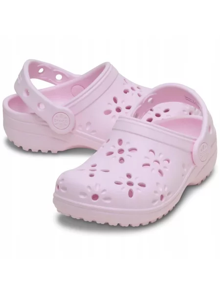 Chodaki Dla Dzieci Crocs Classic Floral Cut Out Clog różowe