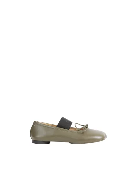 Balerinki Mm6 Maison Margiela skórzane zielone