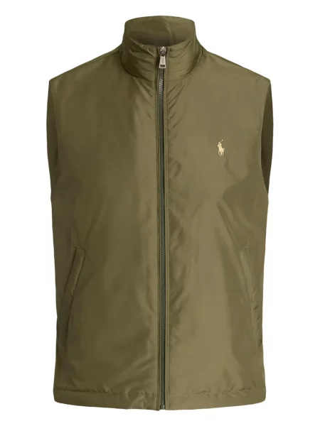 Tricou Polo Ralph Lauren din piele cu broderie în carouri maro