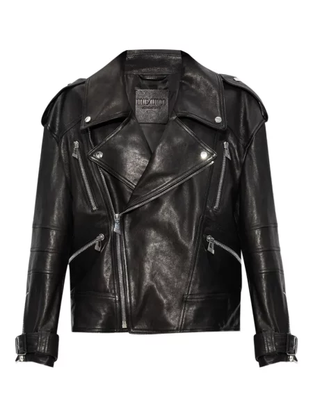 Geanta de piele The Attico biker negru