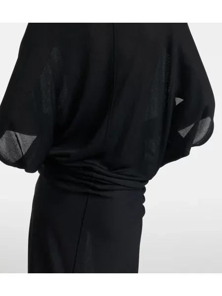 Rochie The Row cu volane din jerseu negru