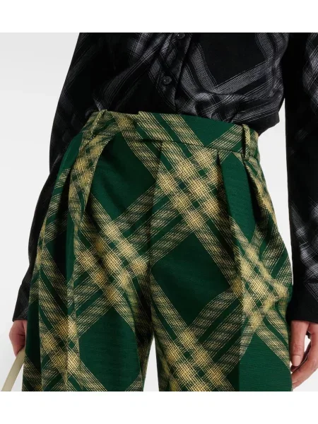 Pantaloni Burberry cu talie înaltă de lână în carouri