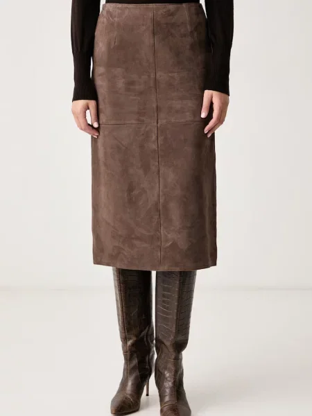 Weekend Max Mara sukně semišová WKDPALMI hnědé