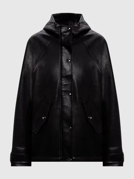 Шкіряна куртка з капюшоном Babe Pay Pls чорна