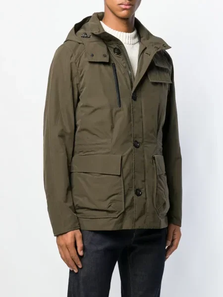 Geacă cu puf Woolrich cu glugă verde