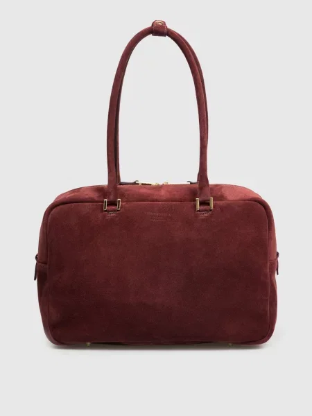Замшева сумка-тоут з логотипом Christian Villa бордова