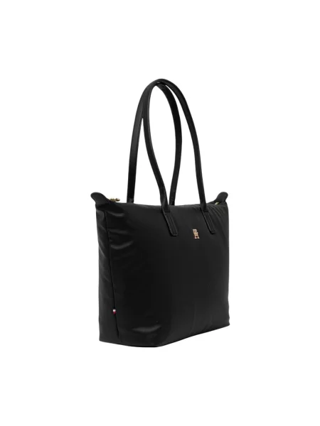 Shopperka Tommy Hilfiger bez fiszbin skórzana czarna