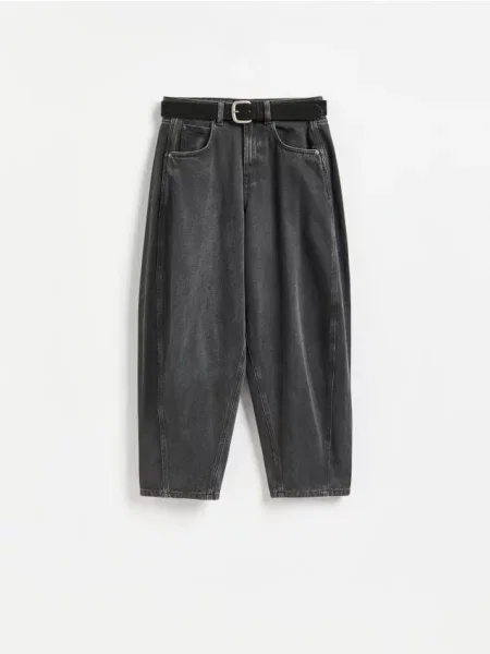 Reserved Blugi barrel cu curea negru