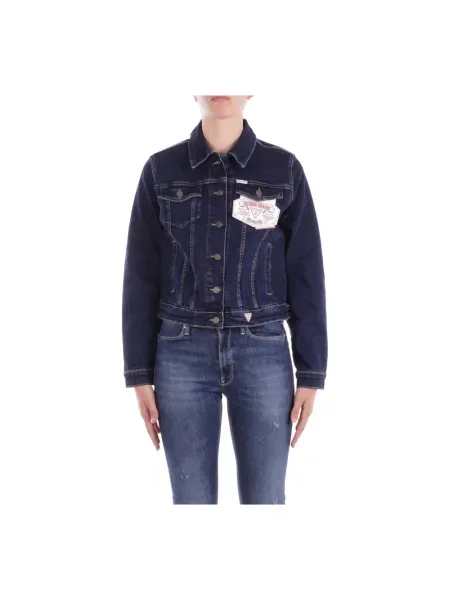 Guess Jeans kurtka jeansowa granatowy przejściowa czarna