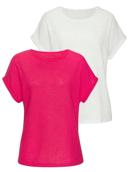 VIVANCE Tričko tmavě růžová bílá