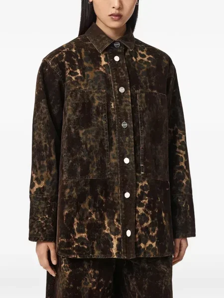 Cămașă de blugi Allsaints cu imagine cu model leopard maro