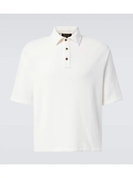 Велур поло тениска Loro Piana бяло
