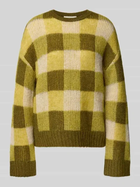 Sweter z mieszanki wełny i wełny z alpaki Selected oliwkowy