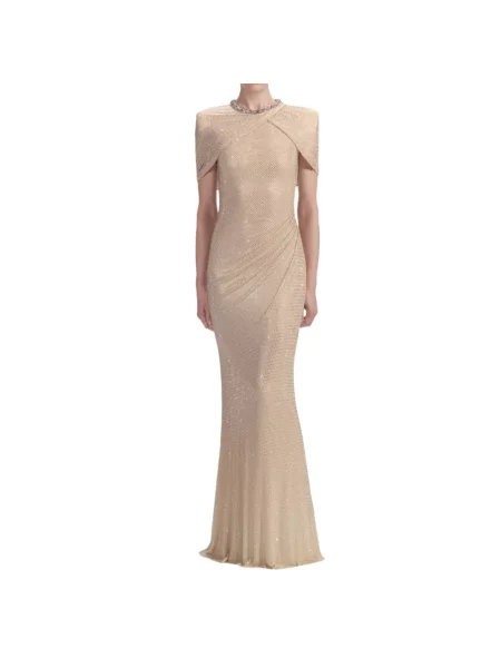 Maksi sukienka maxi Self-portrait beżowa