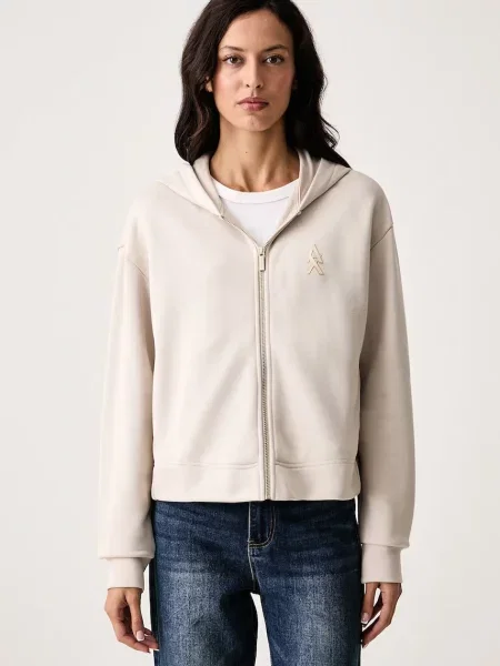 Armani Exchange hanorac cu și glugă pentru femei din bej