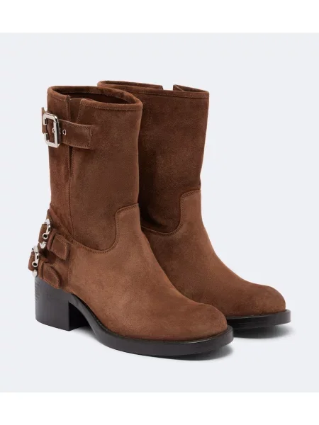 Botine Chloé din piele de căprioară maro