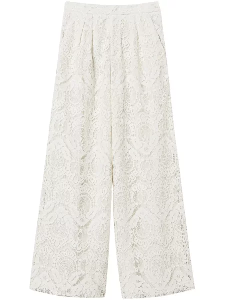 Pantaloni Twinset din dantelă alb