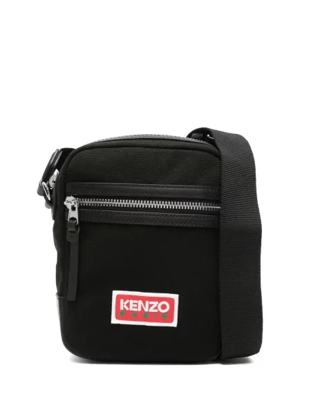Geantă crossbody Kenzo din canvas cu autograf negru