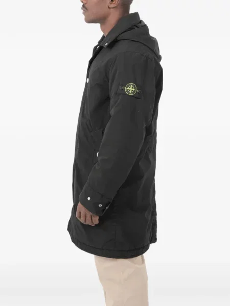 Kaput Stone Island s kapuljačom kamenje crna