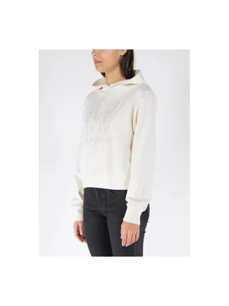 Krótka bluza z kapturem Palm Angels z kapturem biała